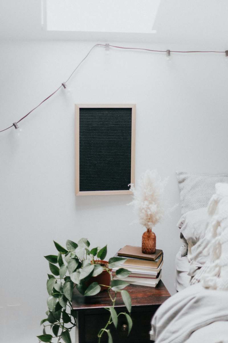 letterboard brown wooden rectangular frame on white wall decor
