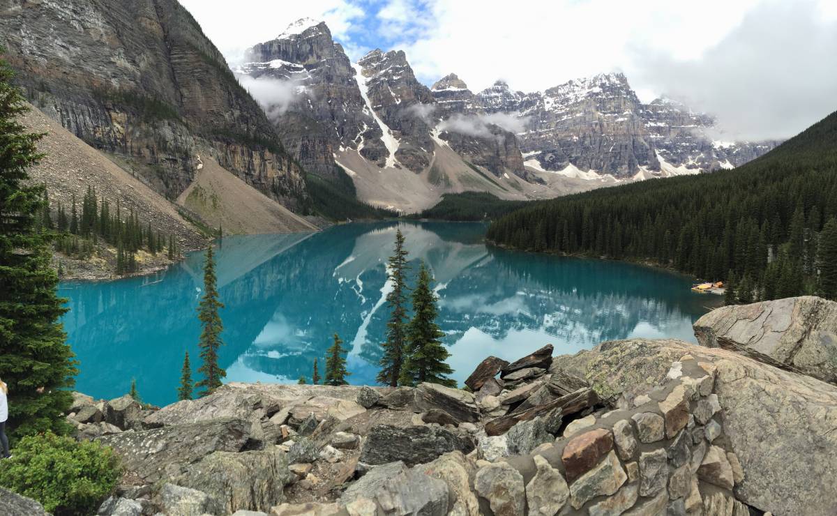 Beautiful Reflective lake scenic landscape in Banff 