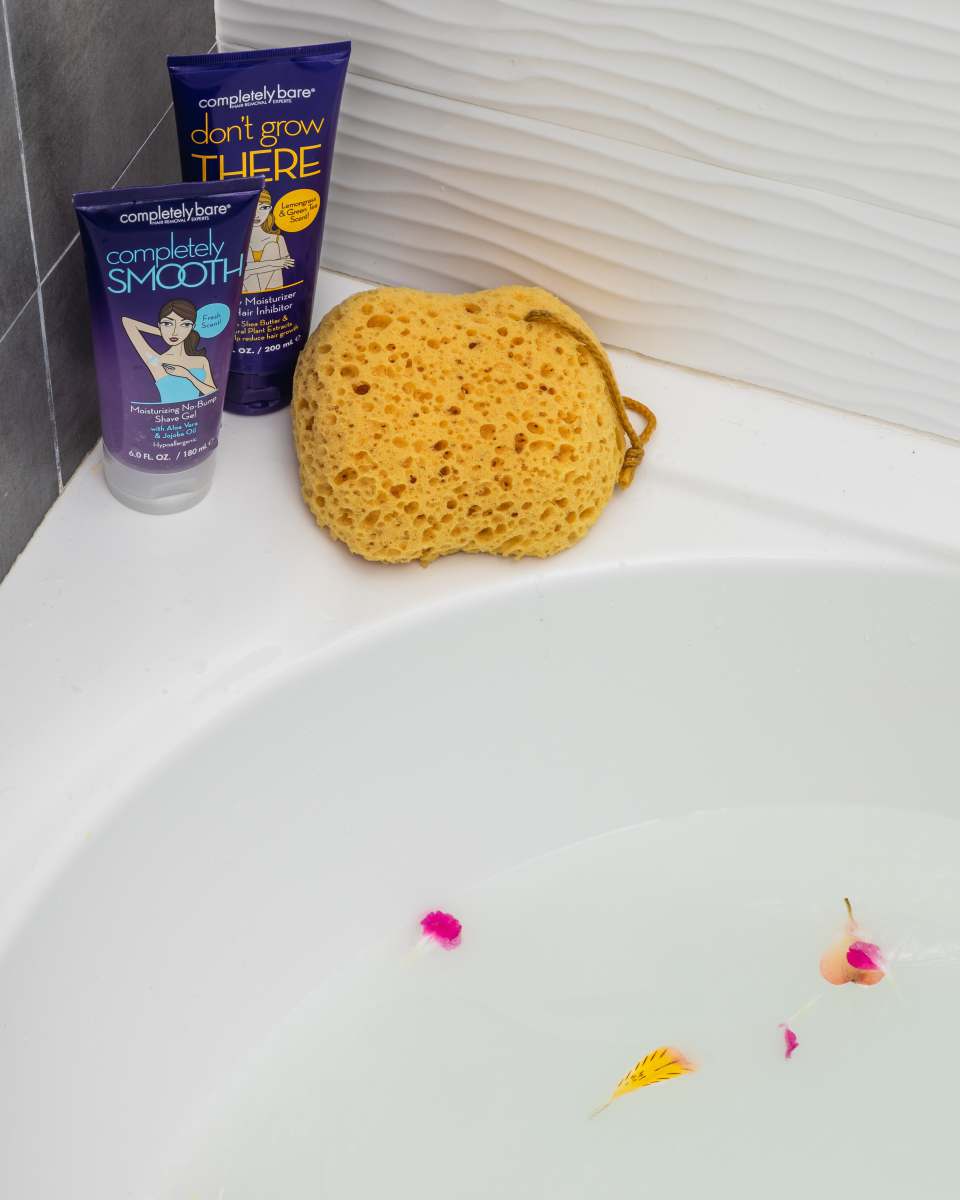 shower yellow textile on white ceramic sink bathtub