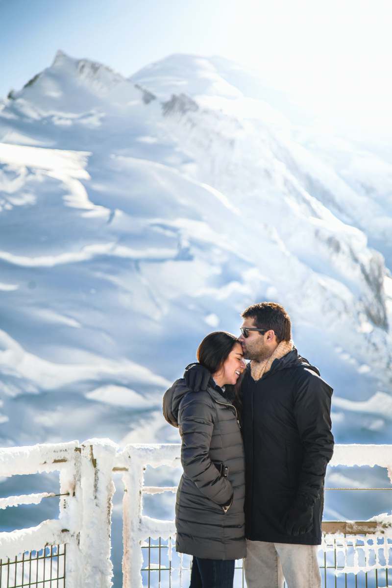 france man kiss woman in forehead chamonix-mont-blanc