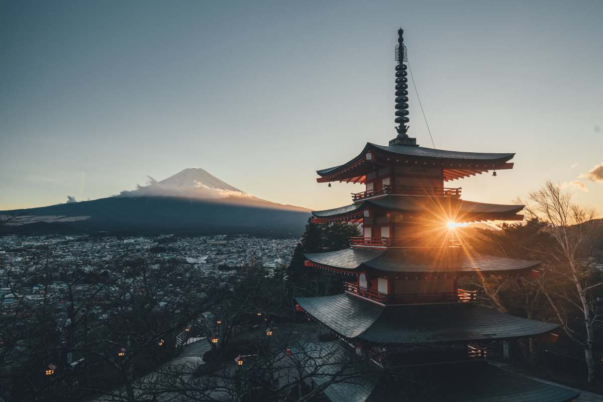 wallpaper pagoda temple surrounded by trees japan