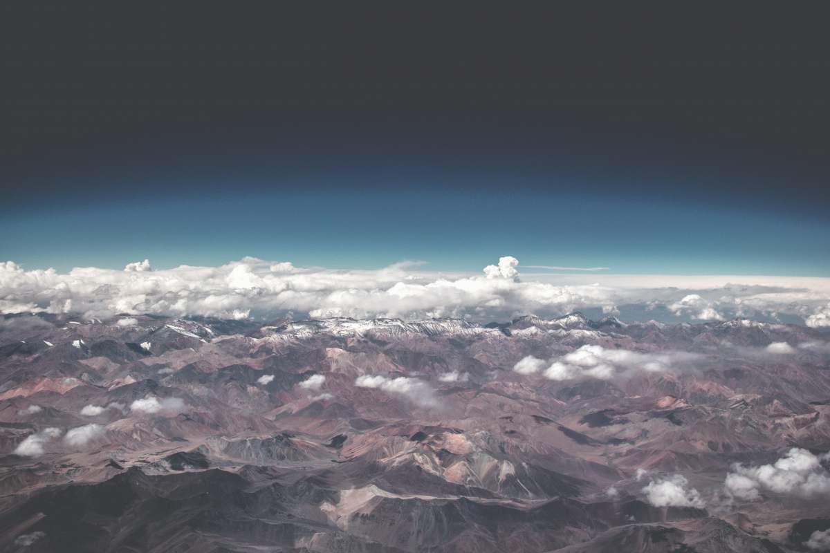 nature arial view of mountains with clouds chile
