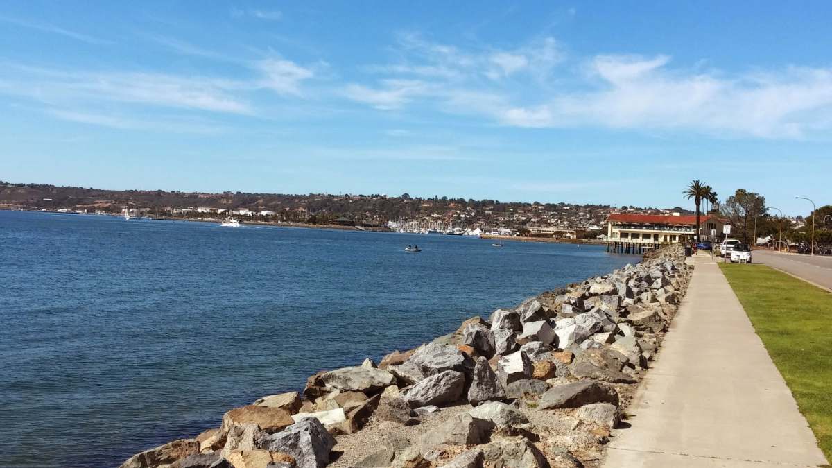 Shoreline walk and landscape in San Diego, California 