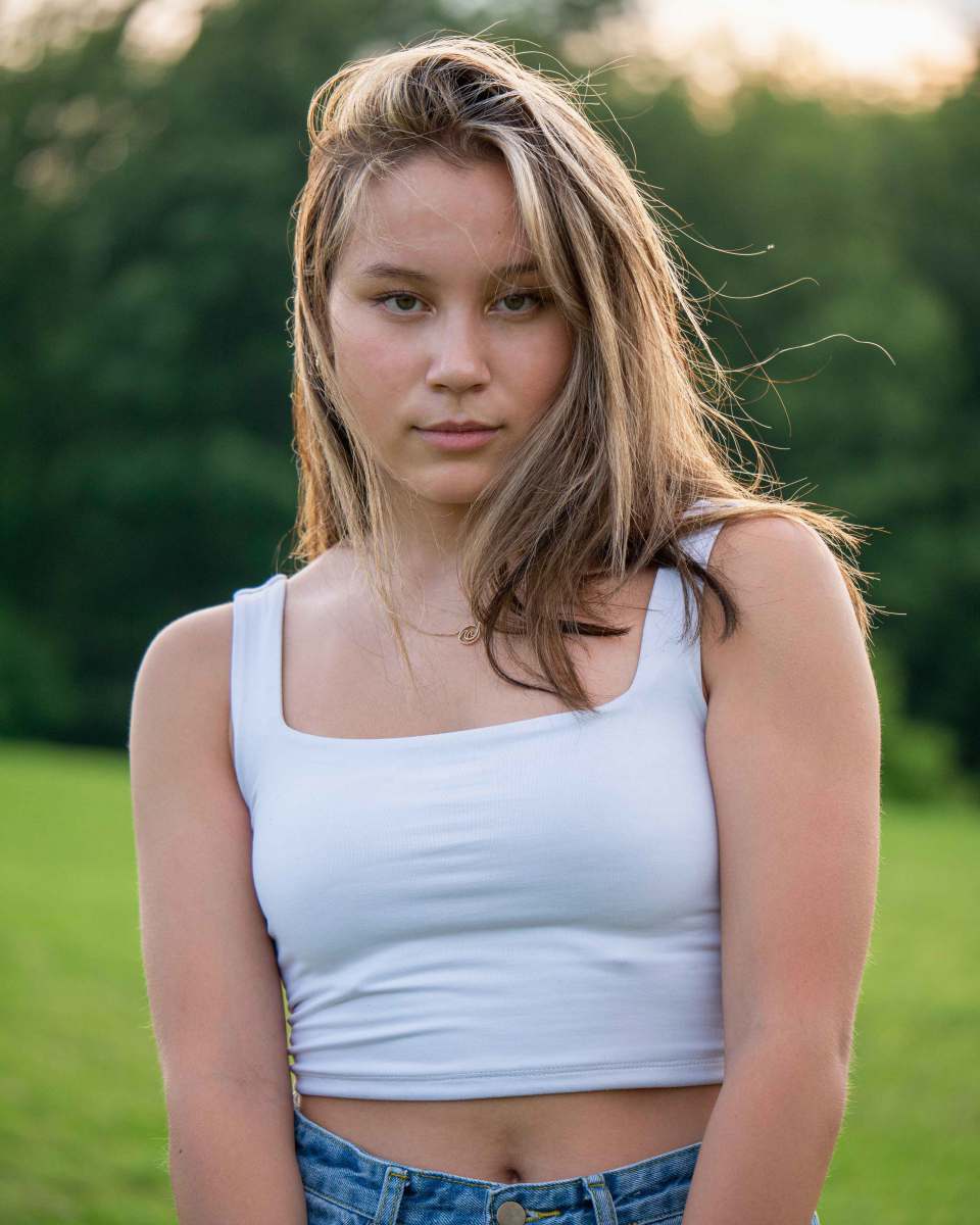 girl woman in white tank top smiling asian