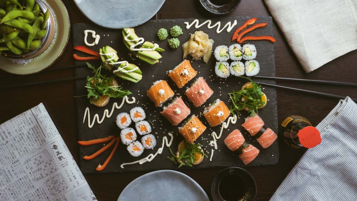 sushi sushi on black ceramic plate berlin