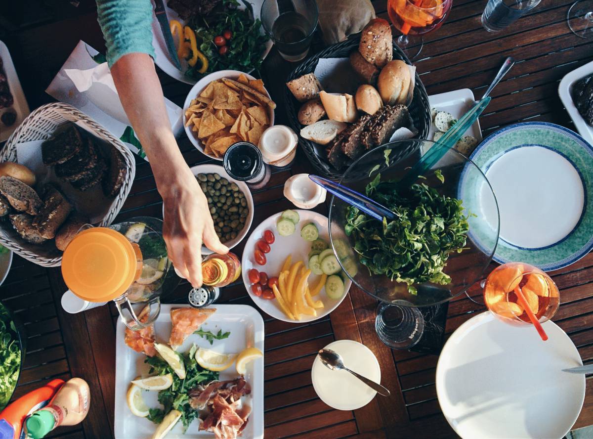 Eating Summer Barbecue Wood Table  