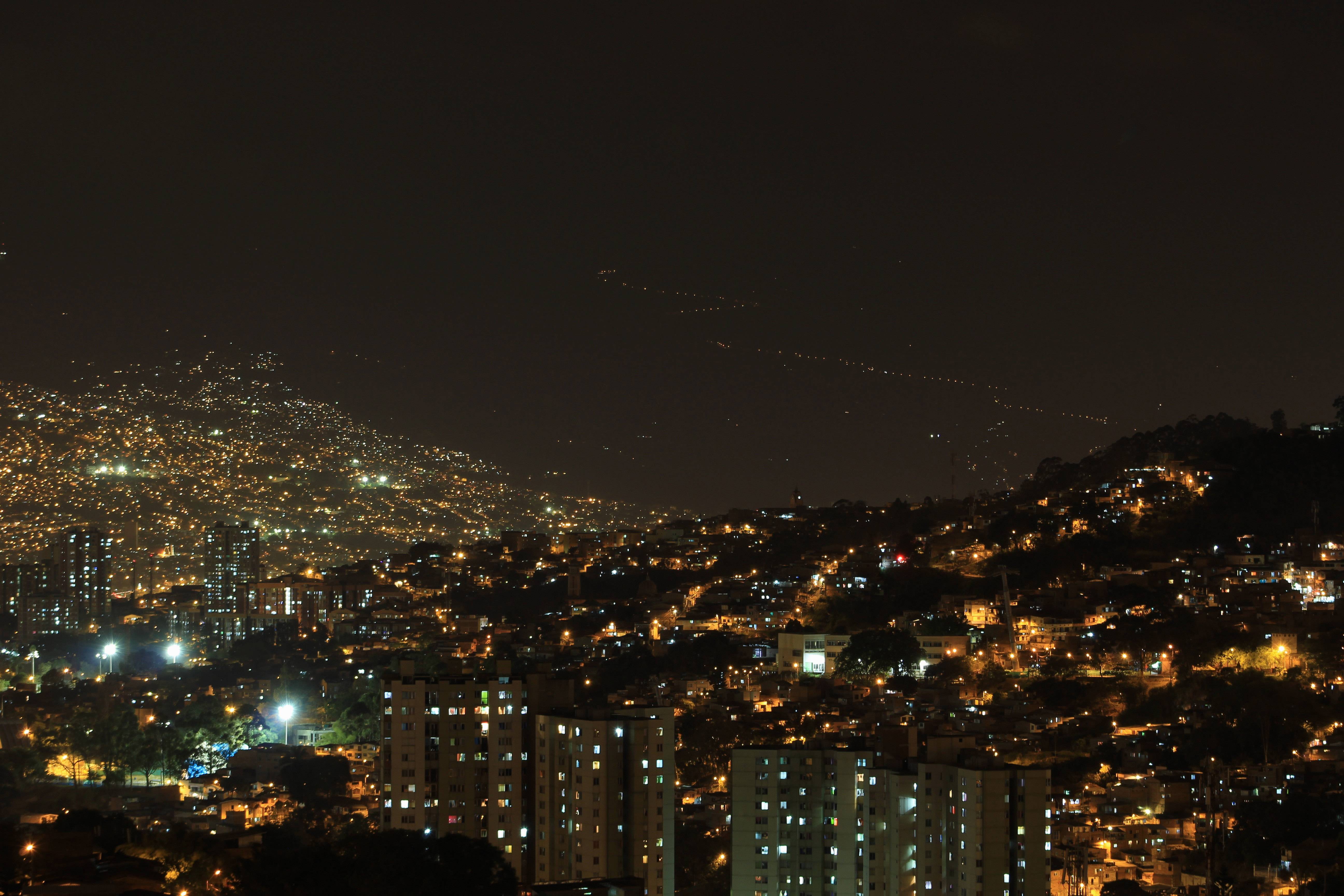 Night Cityscape And Lights In Medellin, Colombia Image Image Free Photo