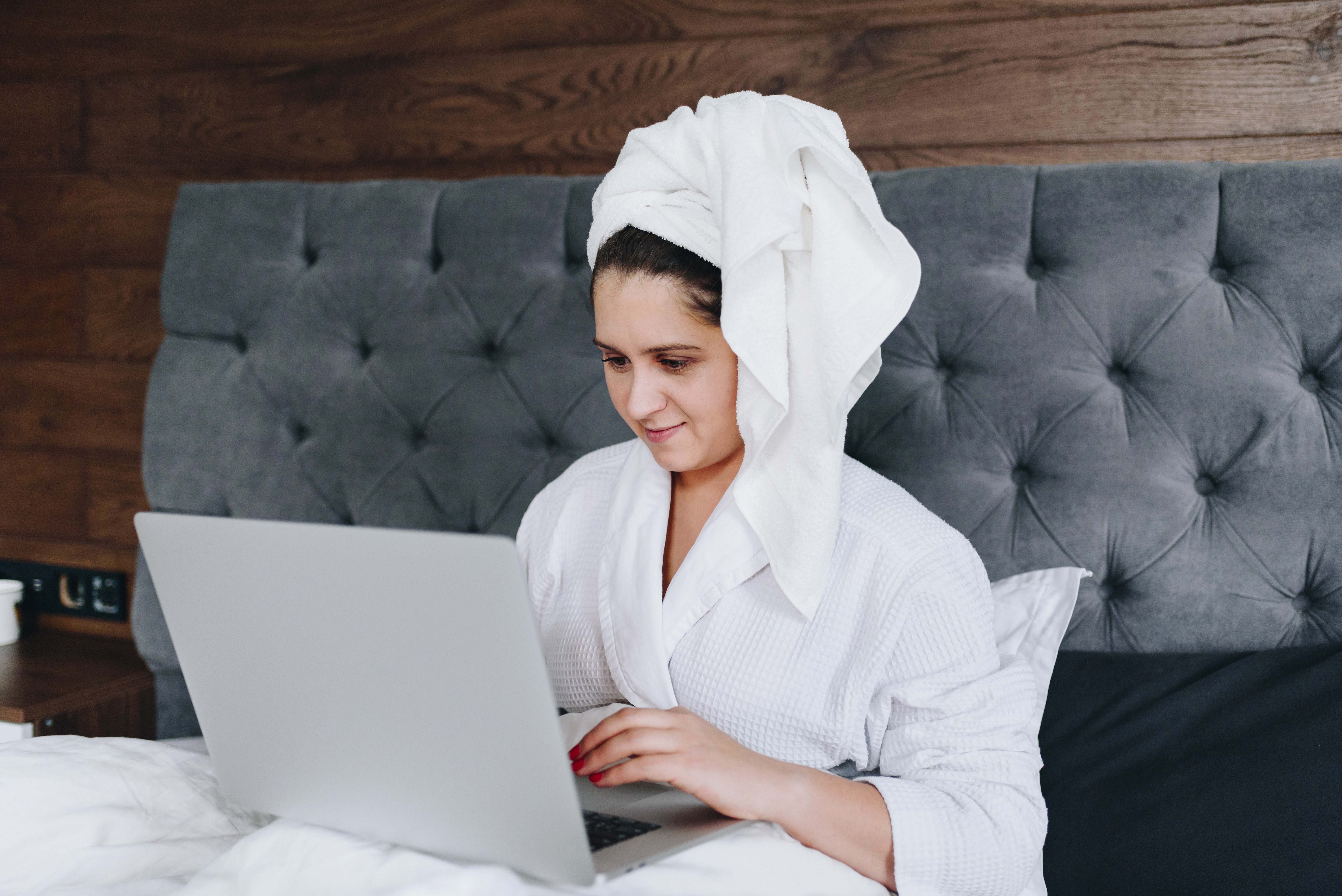 Berlin Woman In White Robe Sitting On Couch Germany Image Free Photo