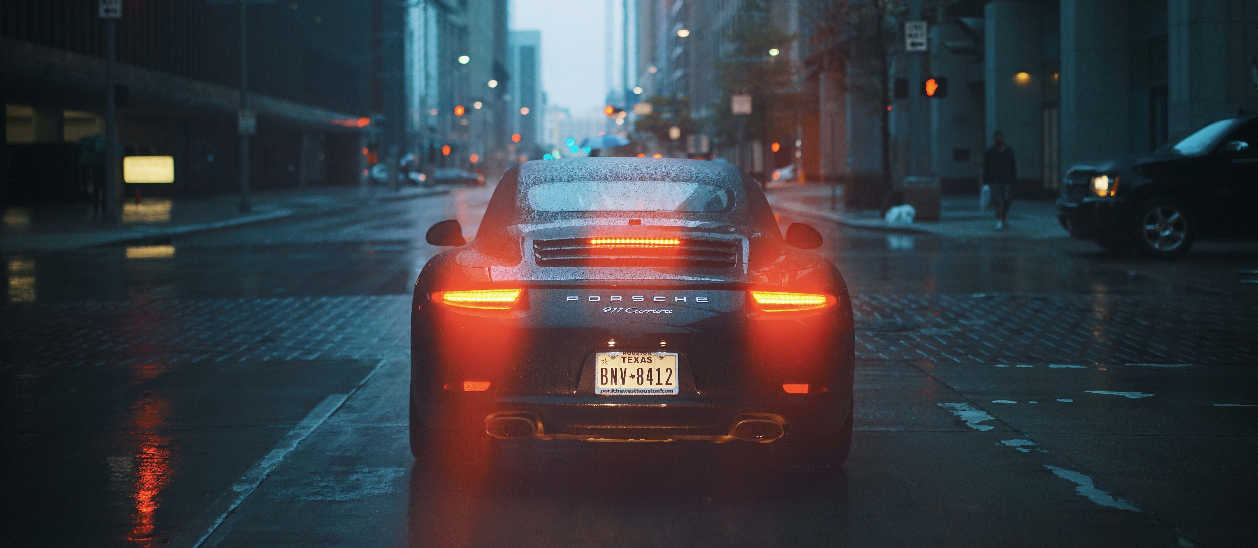 Wallpaper Gray Porsche Car On Road Car Background Image Free Photo
