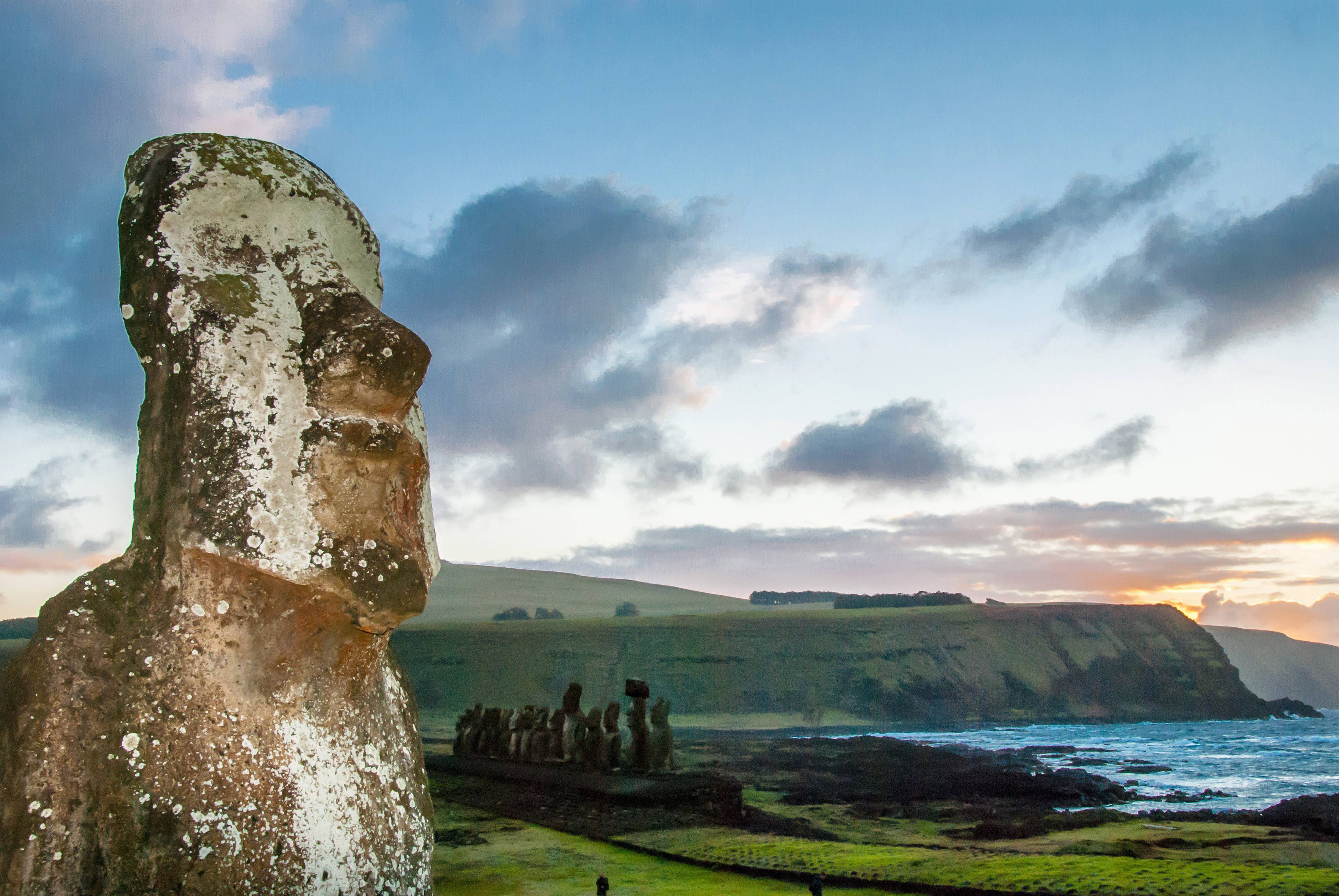 Big Moai Statue And Sky Plus Landscape In Easter Island Image Free Photo