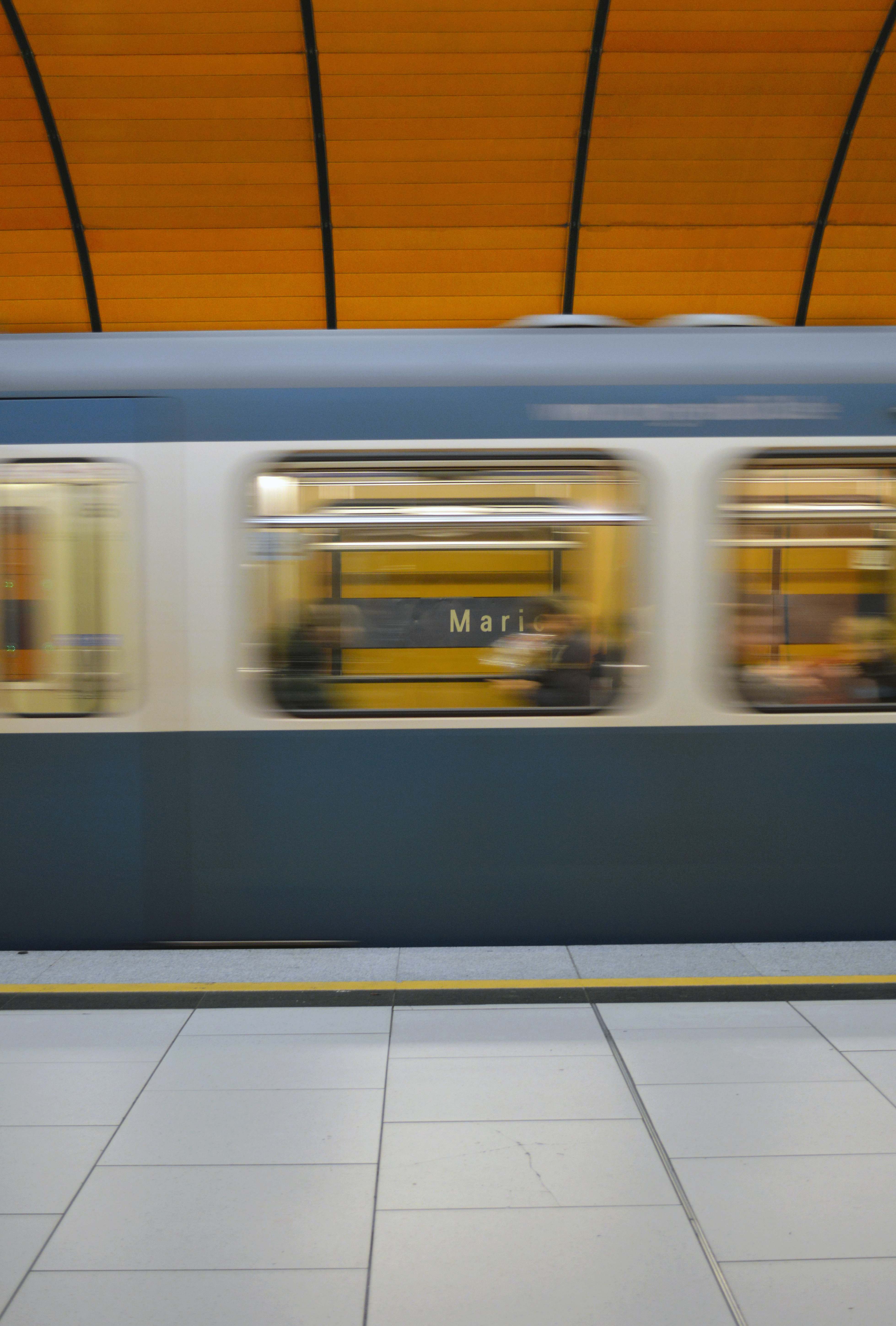 Marienplatz White And Black Train In Train Station Munich Image Free Photo