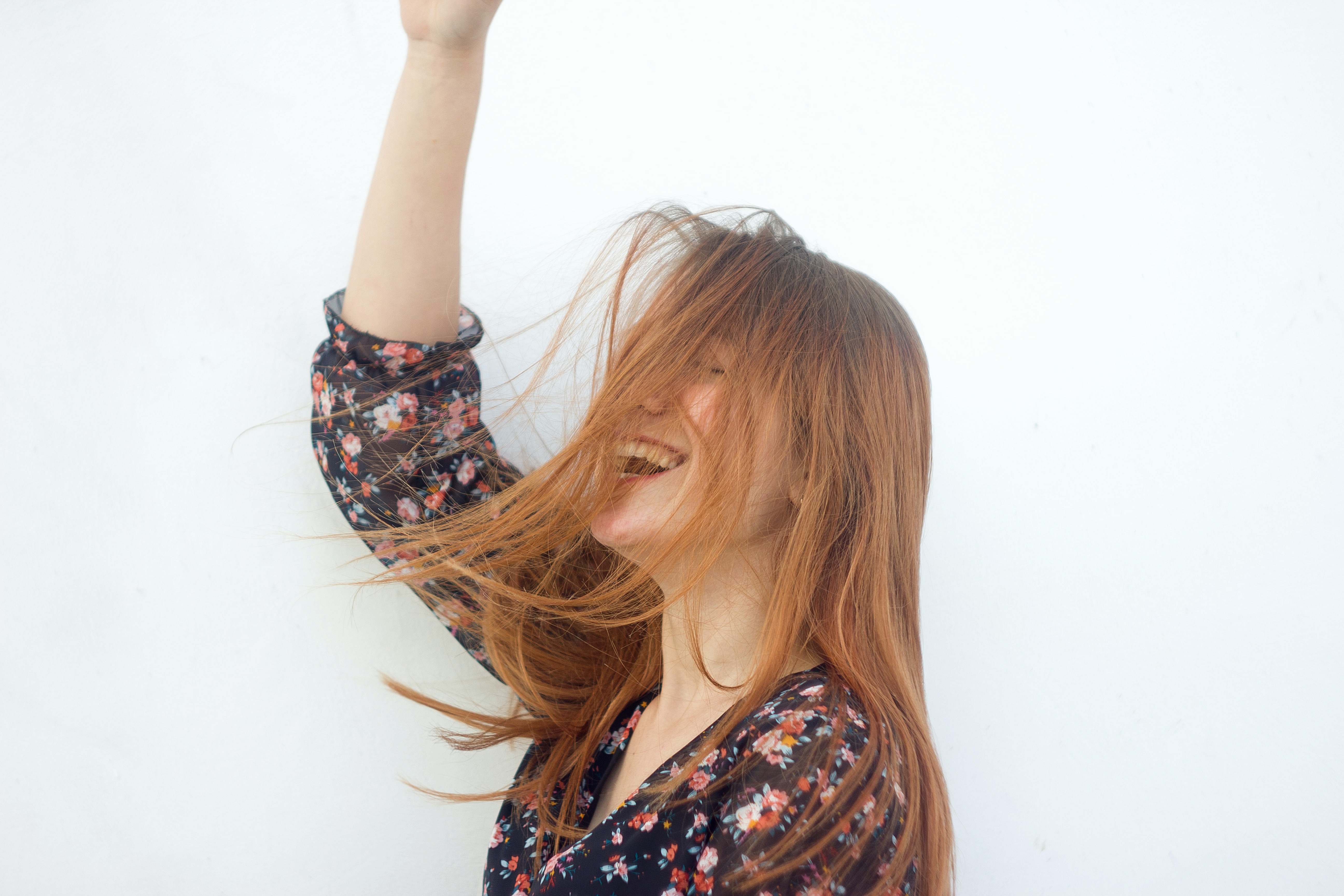 Woman In Black And Red Floral Shirt Image Free Photo