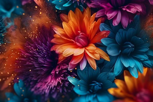 Abstract background with vibrant colors and floral patterns