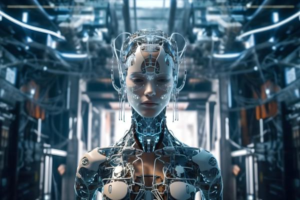AI (Artificial Intelligence) concept with futuristic technology and algorithms