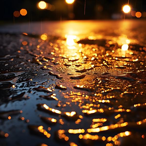A captivating close-up of a wet road texture