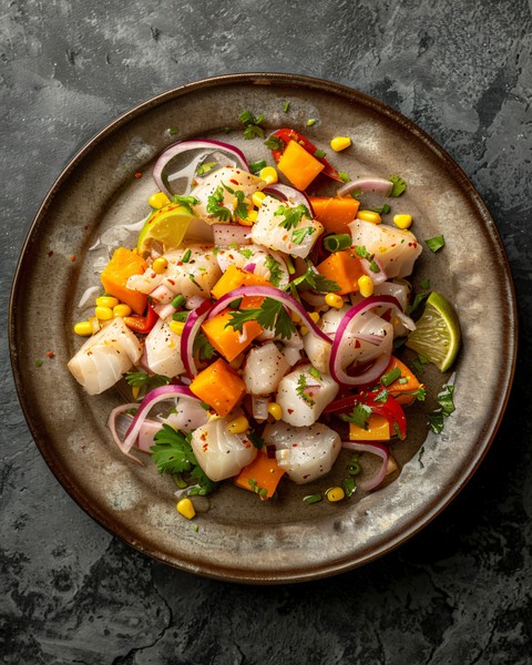 chilled ceramic plate with classic peruvian
