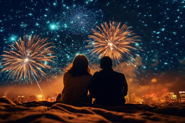 A couple lying on a blanket