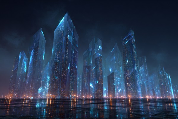 crystalline cities night illuminated with neon 6b81b4ef c785 452a 9579