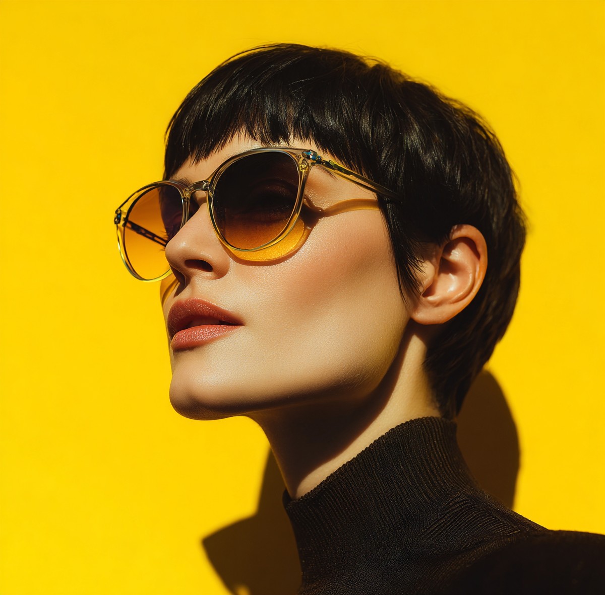 fashion photography woman with short hair wearin
