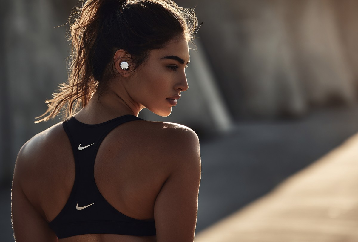 A fitness model showcases her dedication and strength while wearing a sleek black athletic top and matching shorts. The image captures her in an active pose, embodying the spirit of health and wellness. This versatile asset is ideal for promoting fitness brands, workout programs, or articles about active lifestyles.