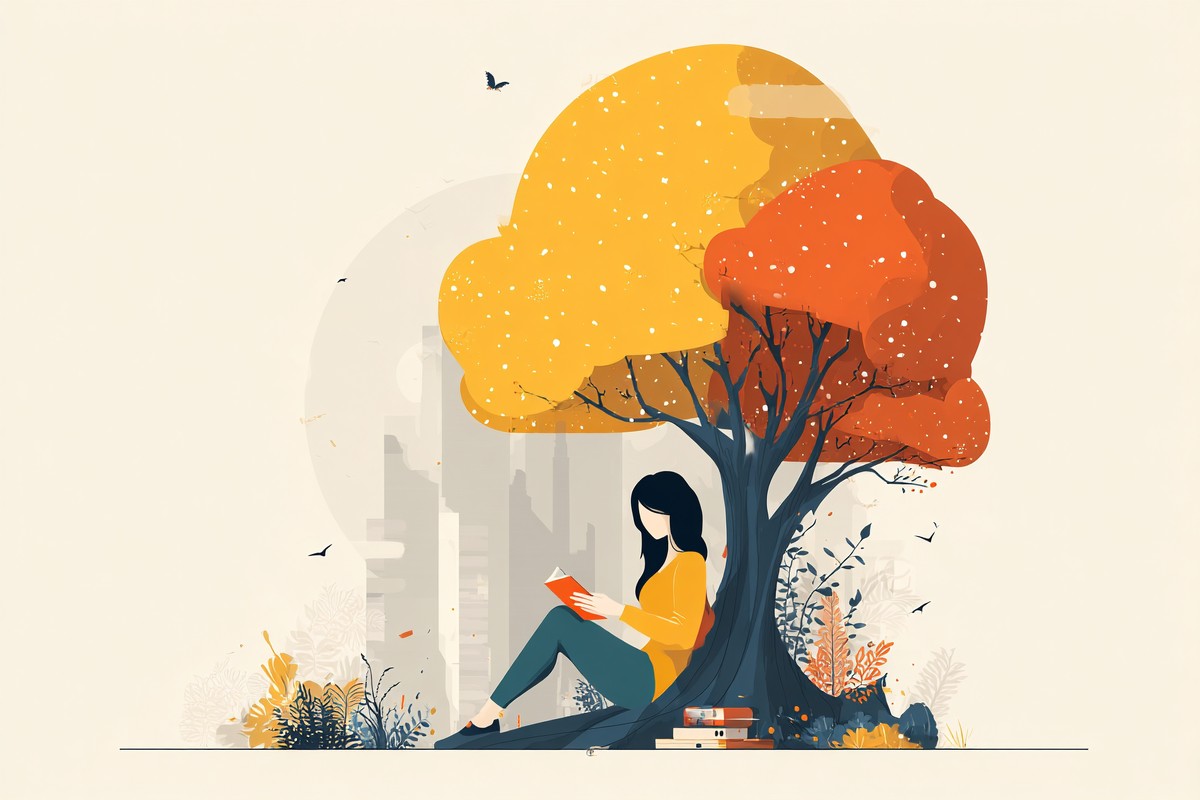 flat vector illustration student reading unde b2575921 99f8 4737 a0dd