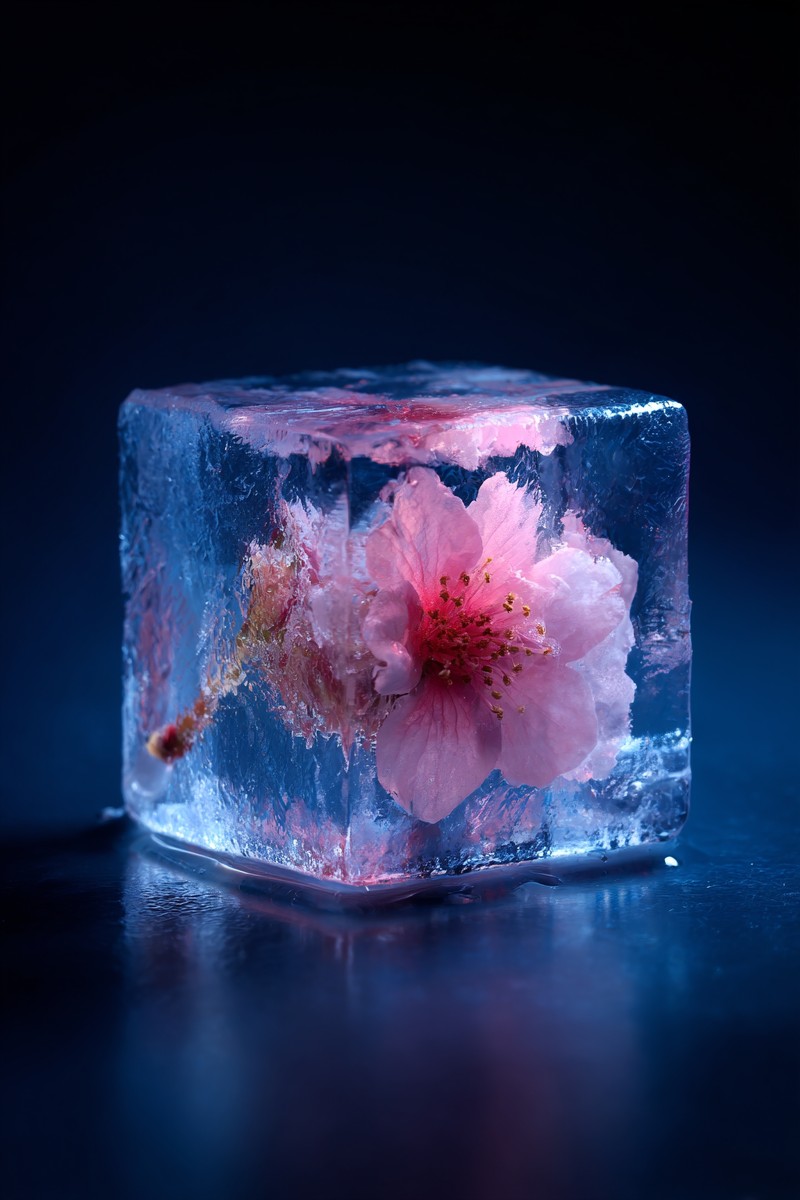 frozen ice cube with small flower frozen inside 69bca94b cac9
