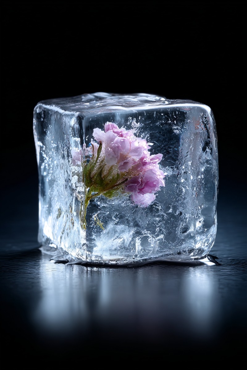 frozen ice cube with small flower frozen inside 69bca94b cac9