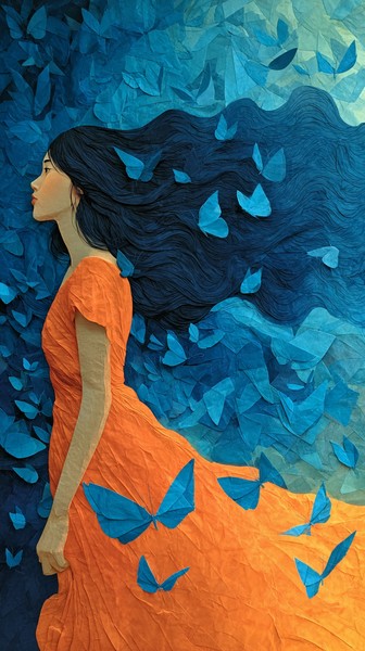 girl with long hair flowing orange wind surroun 917a8e6a c0d0