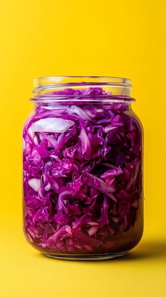 Fermented Purple Sauerkraut in Glass Jar
