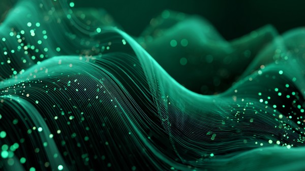 3D green wave ribbon