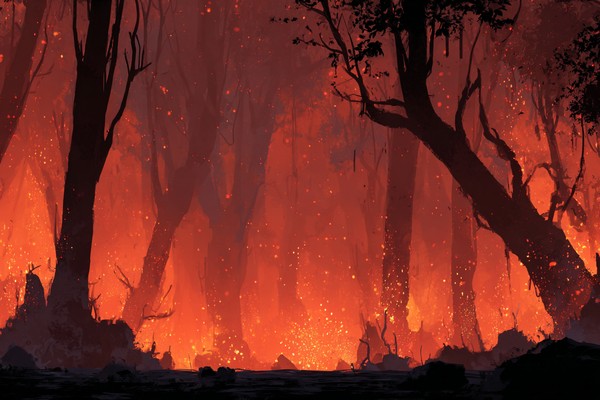hell background scorched forest with burning trees 9610ba9c 80ad 45d9