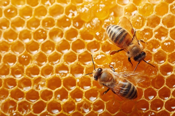 bees honeycomb close-up
