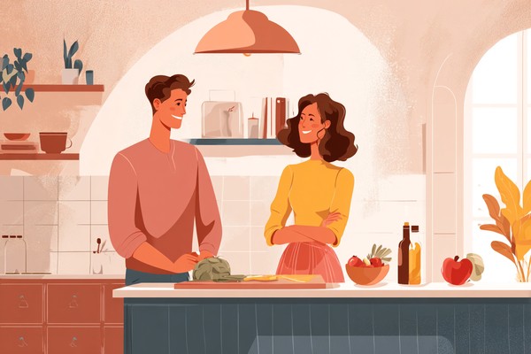 illustration couple preparing food together 75de5beb 3993 4aea 8390 59538fe43eb1