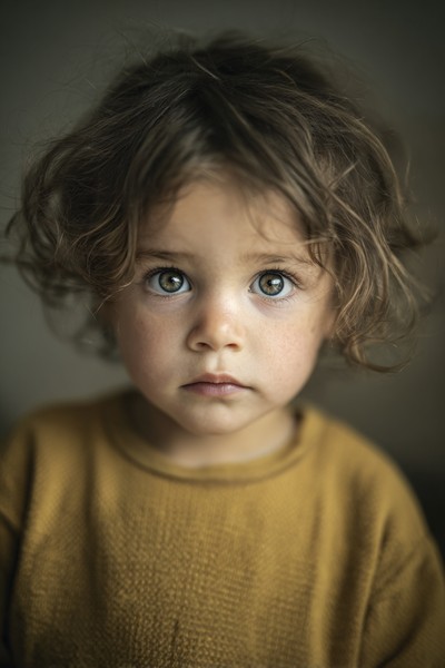 intense gazes child looking directly the
