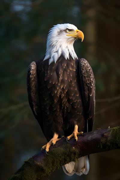Majestic bald eagle perched on a tree branch