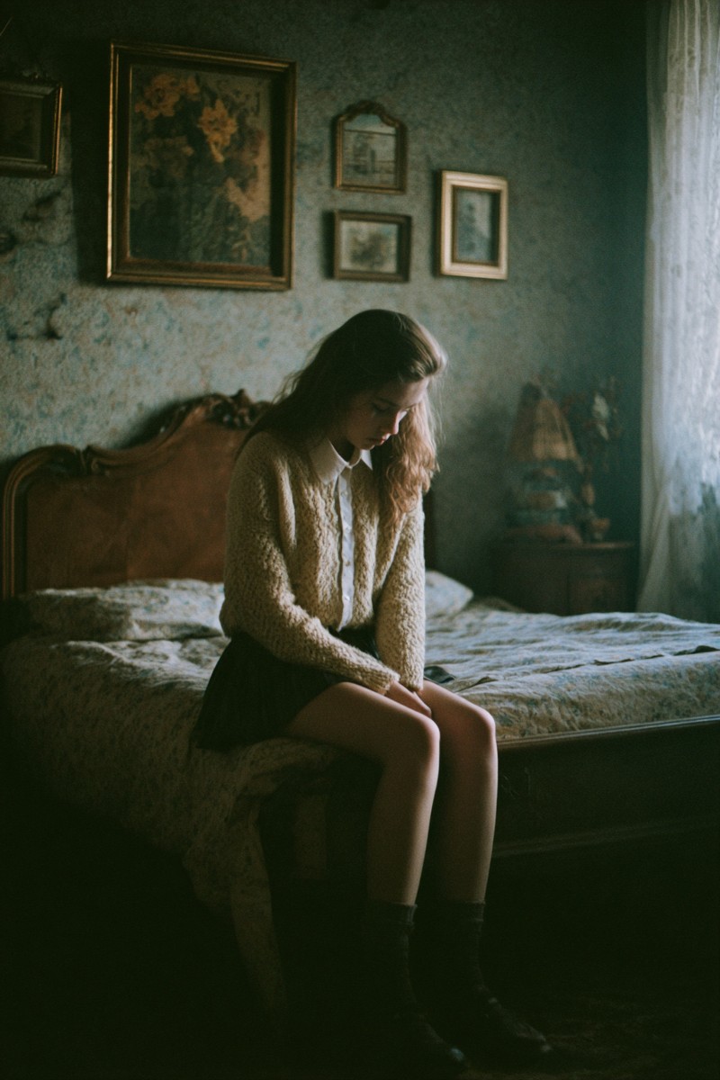 melancholy moments teenage girl seated the edge e3b05285 b81c 41c9