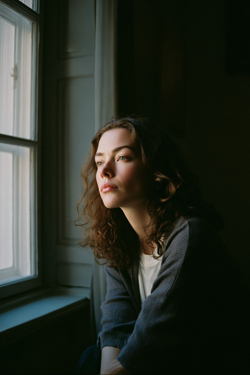 melancholy moments woman sitting alone window 830c6105 daa1 4e90 a9fc
