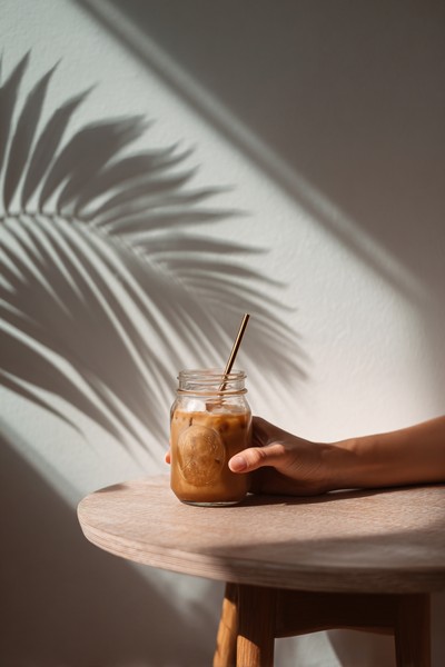 hand iced coffee jar