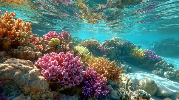 pink coral mixed coral reef with pink orange and 33833956