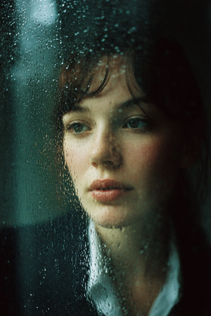 rain emotion woman staring through rain cover 9b91cff9 e64c 45ef