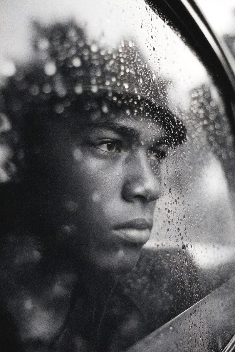 A young man sits inside a parked car, staring thoughtfully out of the window as raindrops slide down the glass. This moment captures a blend of introspection and solitude, evoking a sense of contemplation. Ideal for themes related to mental health, self-reflection, or journeys, this image can be utilized in marketing campaigns, articles, or social media posts that explore personal growth and emotional experiences.