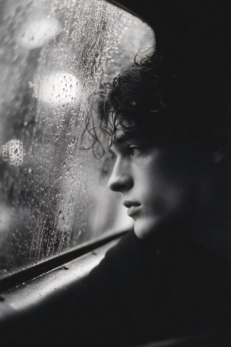 rain emotion young man sitting inside car wit d4e46abb 967e