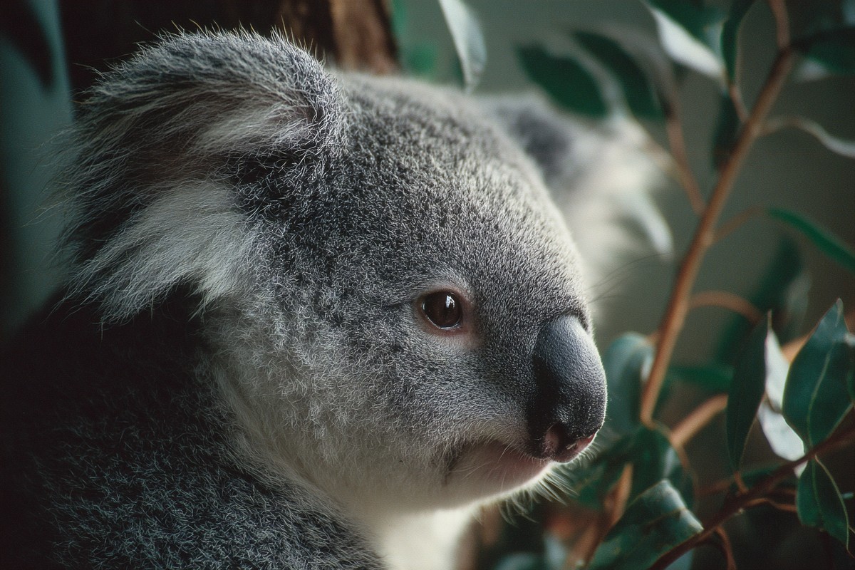 side view koala eucalyptus tree super macro clo f5417003 62ec