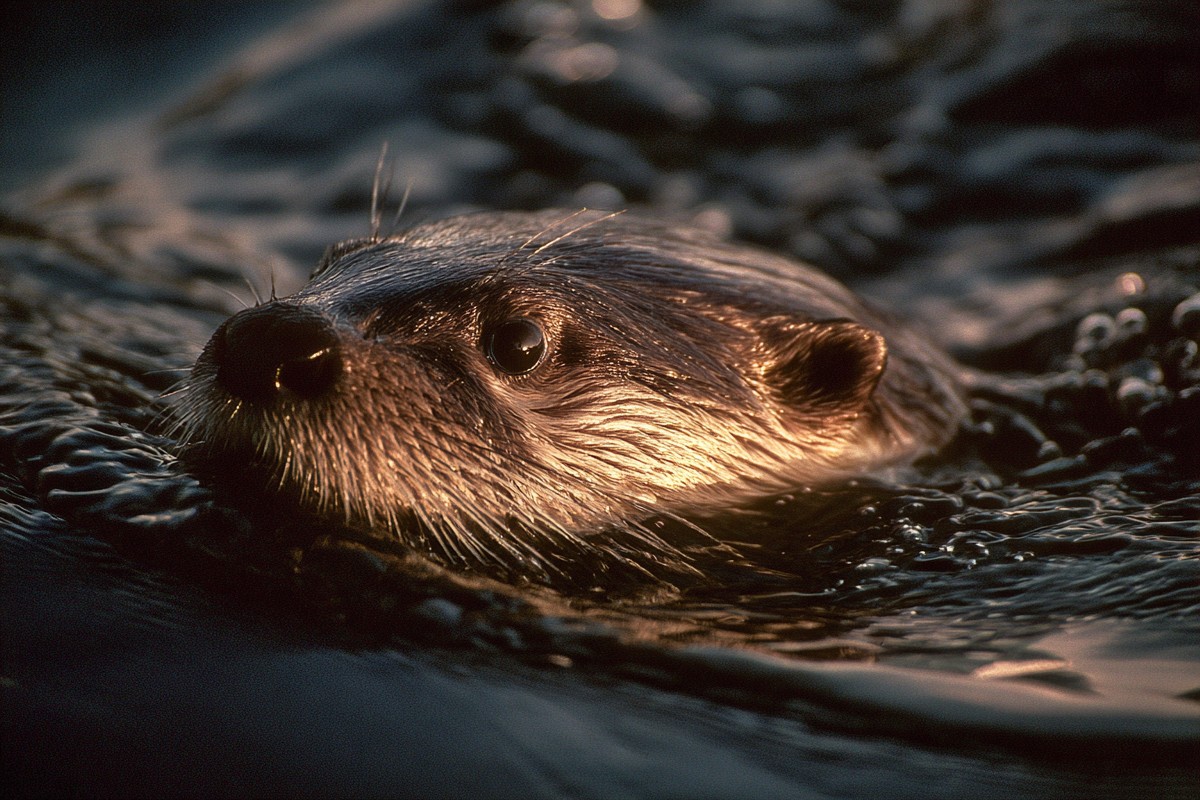 side view otter swimming river super macro clos 041730a7 d534