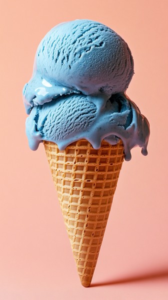 Blue Spirulina Ice Cream in Waffle Cone