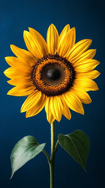 Isolated Sunflower with Indigo Background