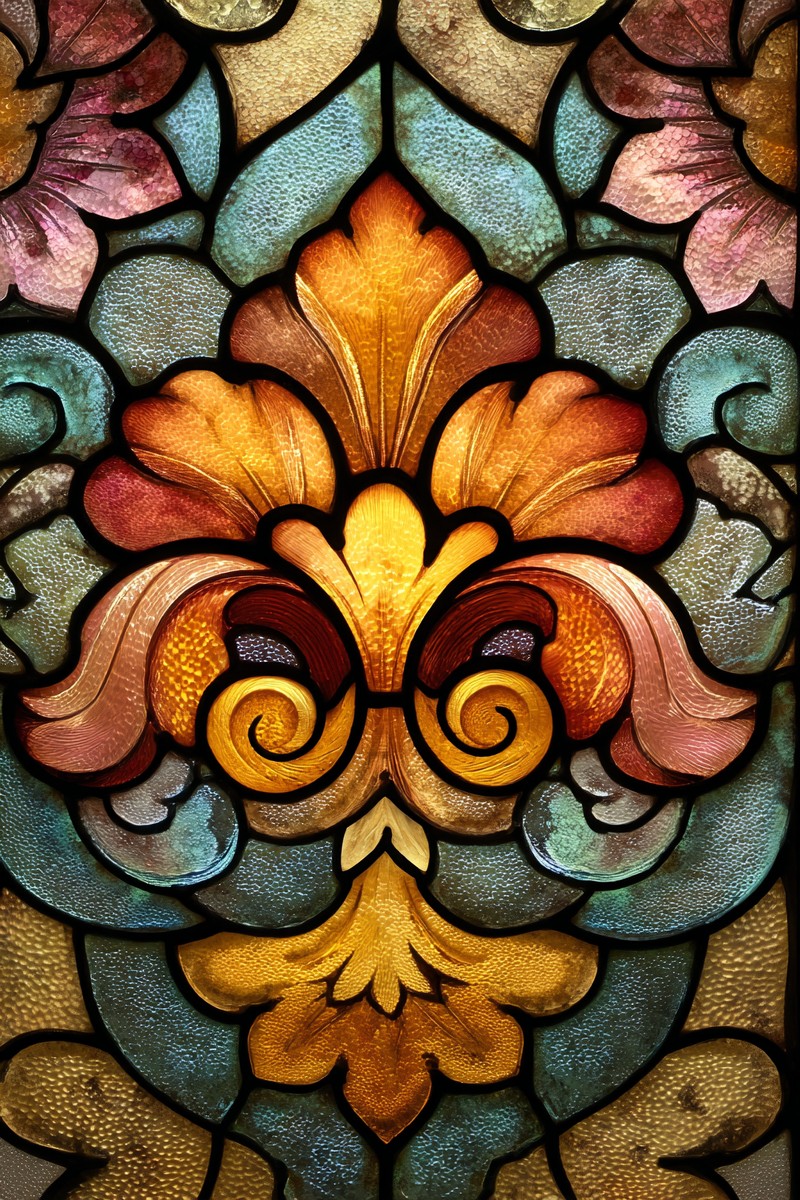 stained glass window depicting majestic floral 29c42412 2496 4228 9a7e