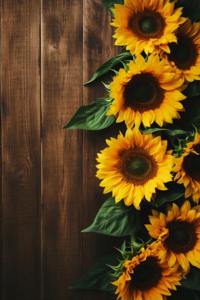 sunflowers background top view
