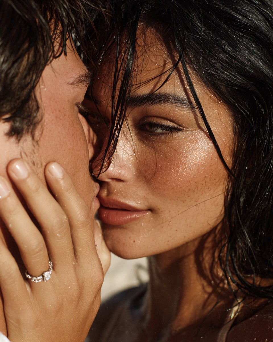 supermodel with tan skin kiss