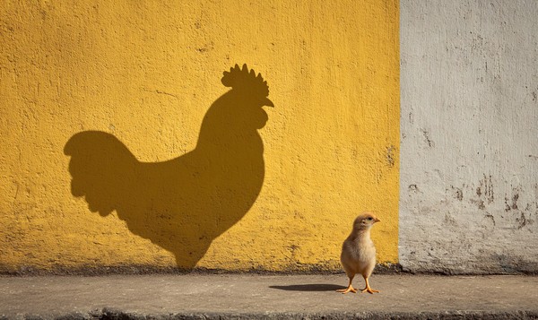 the shadow the rooster cast empty wall 4dde514f fbc8 4d76